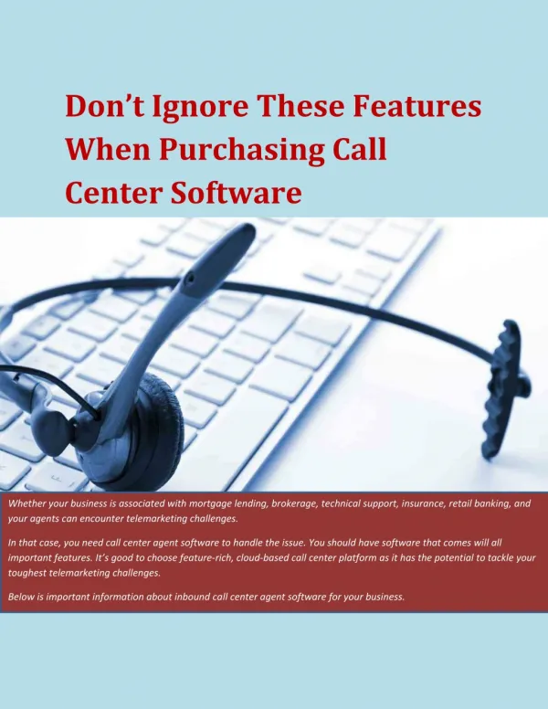 Donâ€™t Ignore These Features When Purchasing Call Center Software