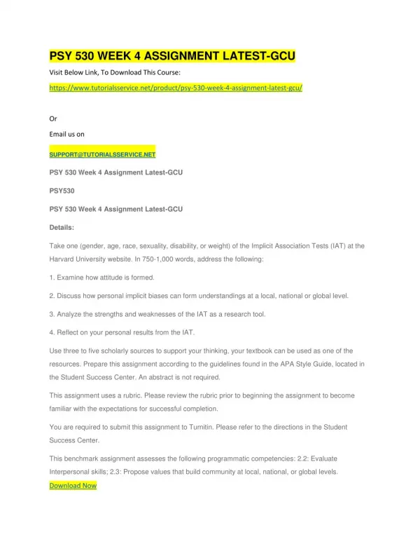 psy 530 week 4 assignment latest gcu
