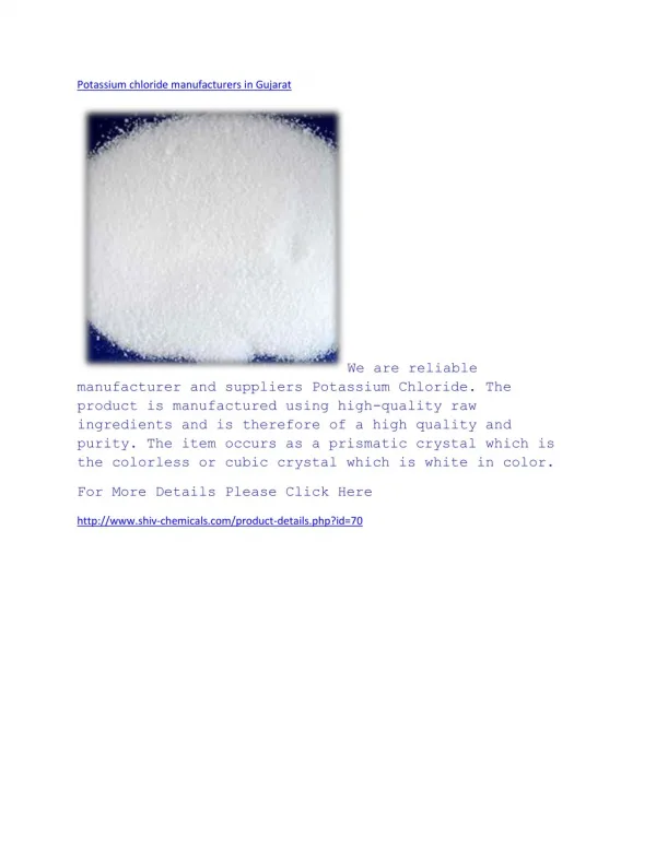 Potassium chloride manufacturers in gujarat