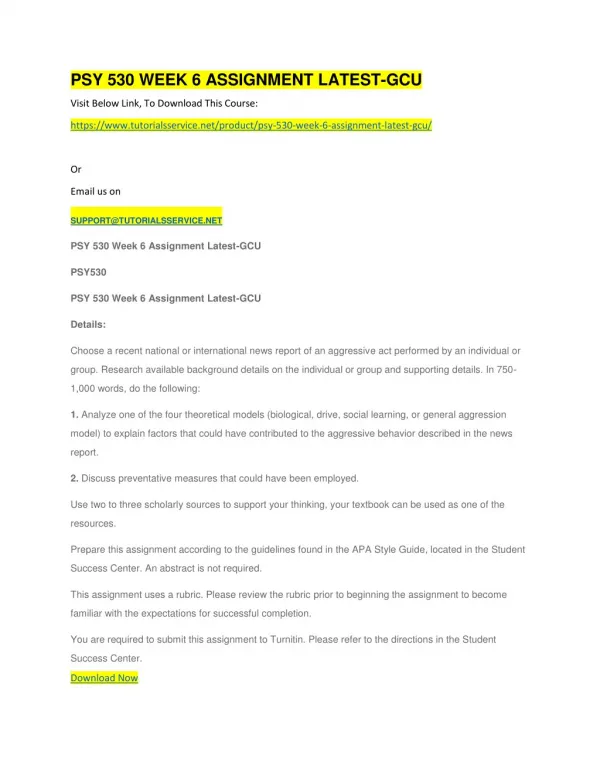 psy 530 week 6 assignment latest gcu