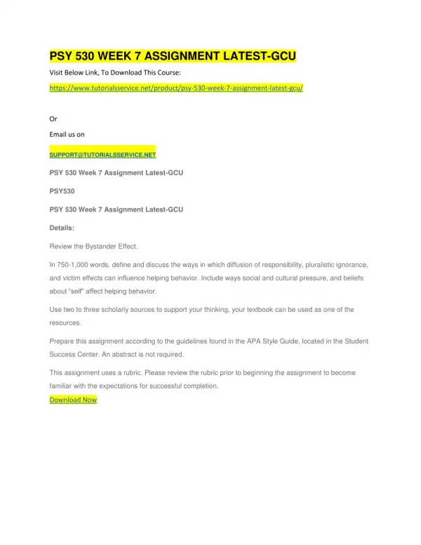 psy 530 week 7 assignment latest gcu