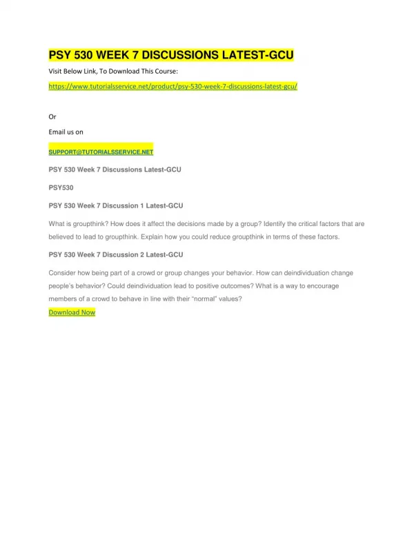 psy 530 week 7 discussions latest gcu
