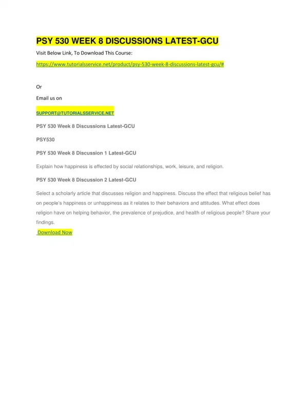 psy 530 week 8 discussions latest gcu