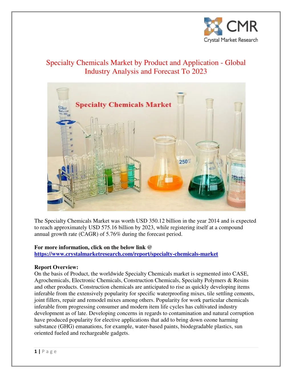 specialty chemicals market by product