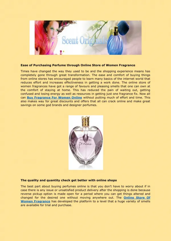 Ease of Purchasing Perfume through Online Store of Women Fragrance