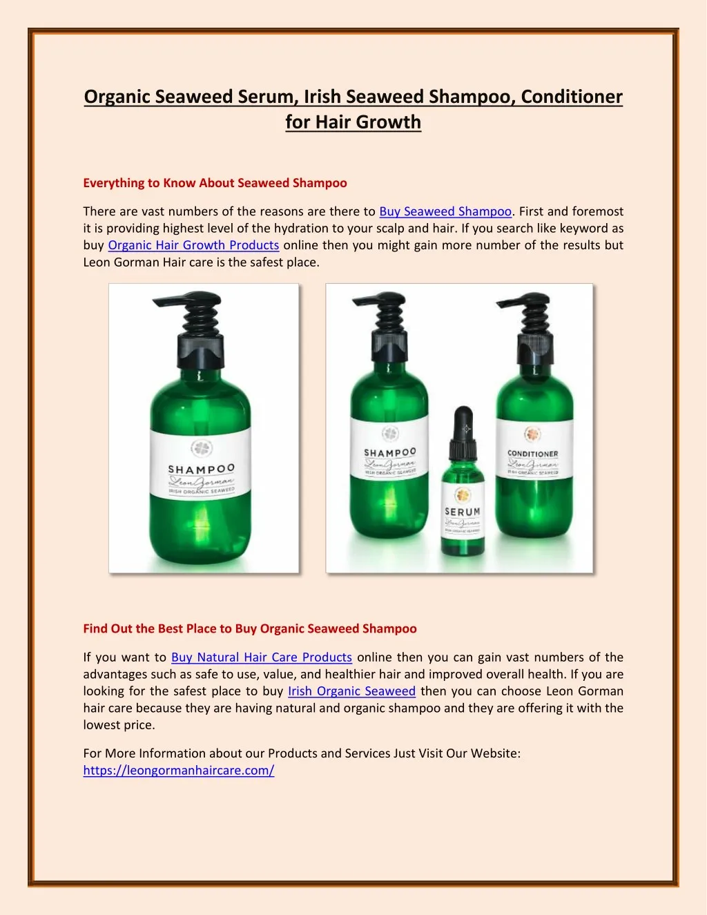 organic seaweed serum irish seaweed shampoo