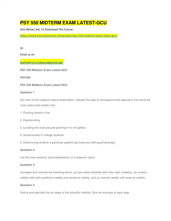 psy 550 midterm exam latest gcu