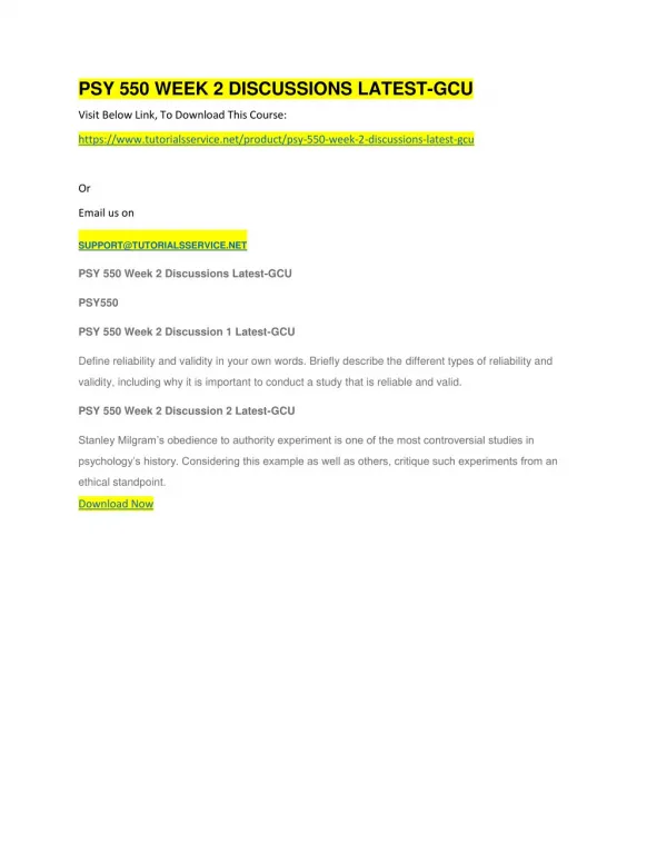 psy 550 week 2 discussions latest gcu