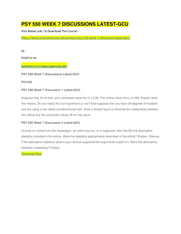 psy 550 week 7 discussions latest gcu