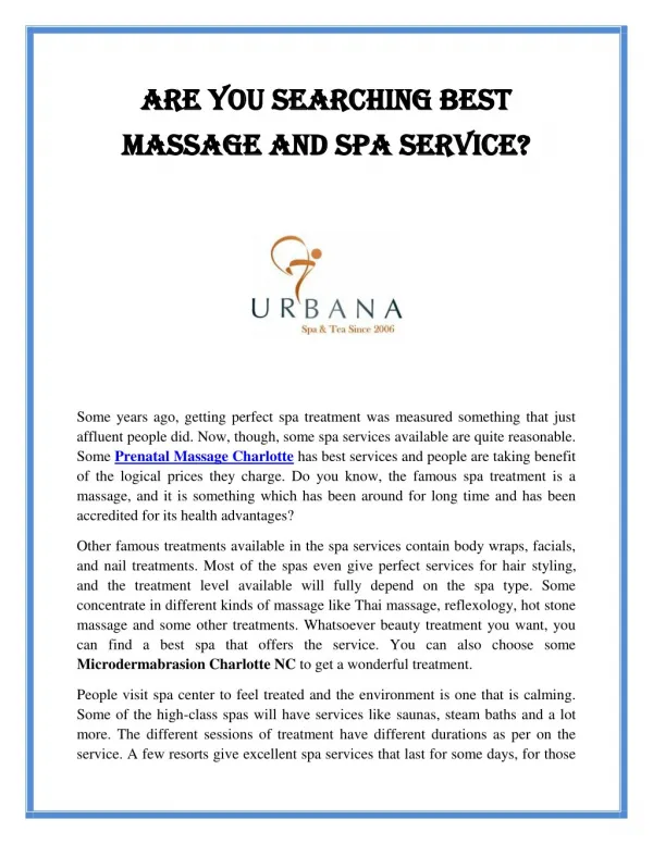 Are You Searching Best Massage and Spa Service?