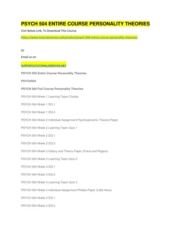 psych 504 entire course personality theories