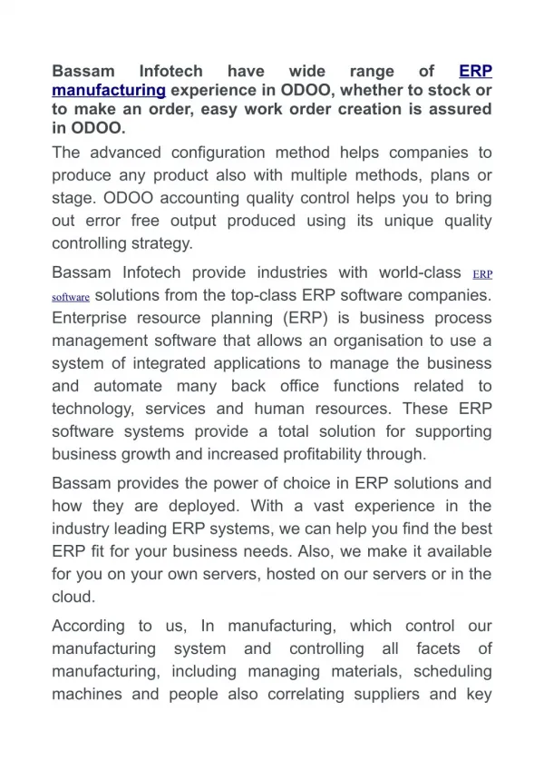 Odoo ERP Software For Manufacturing