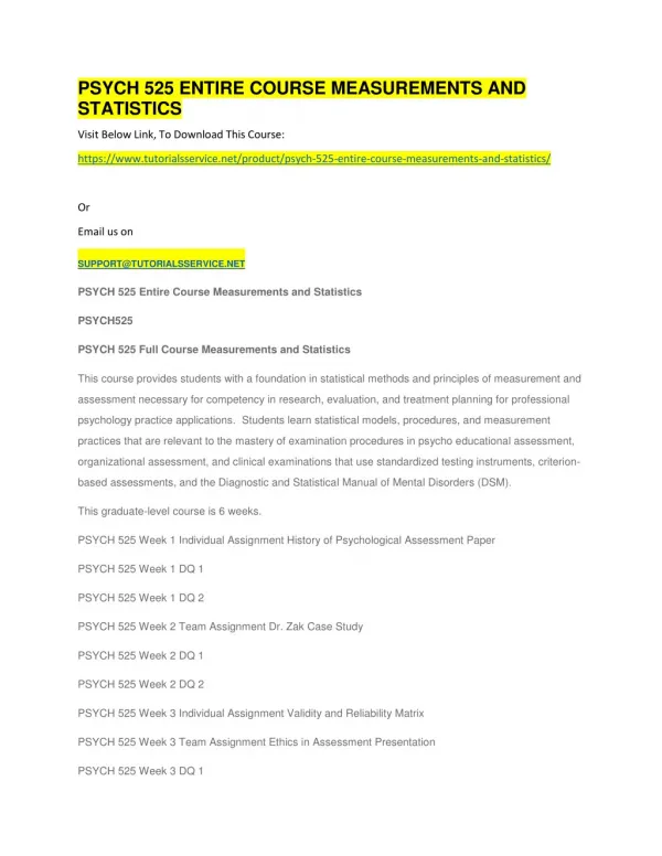 psych 525 entire course measurements