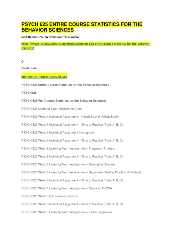 psych 625 entire course statistics
