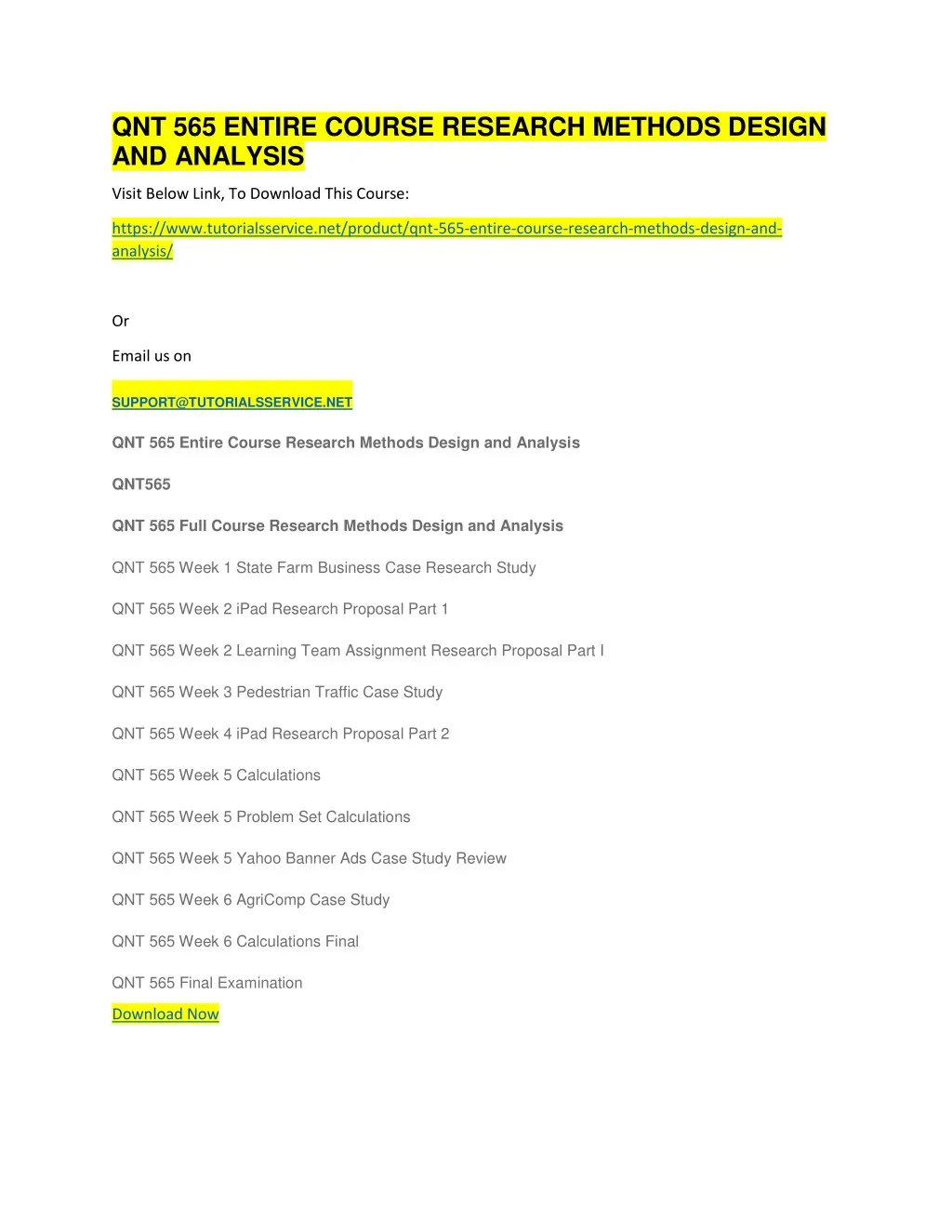 qnt 565 entire course research methods design