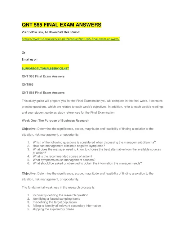 qnt 565 final exam answers
