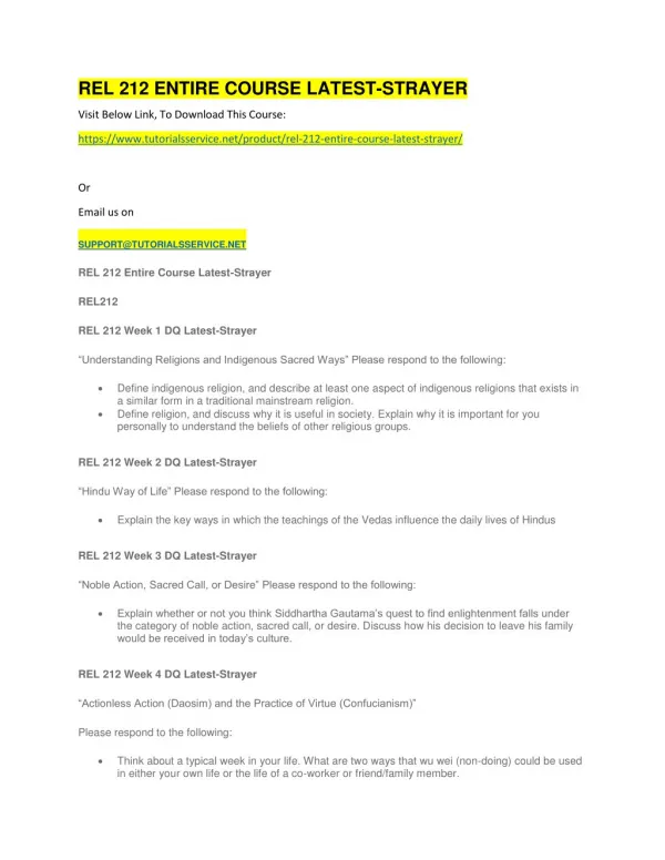 rel 212 entire course latest strayer