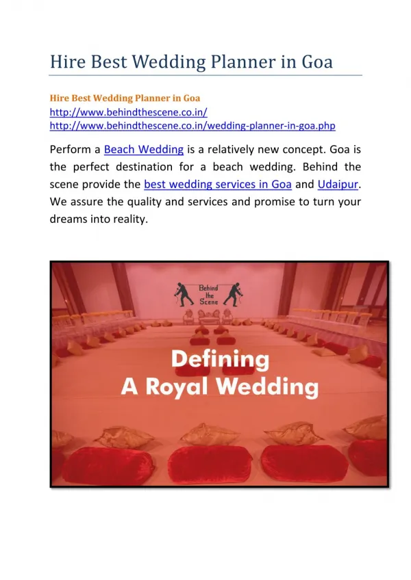 PPT - Best Destination Wedding Planner in Goa PowerPoint Presentation ...