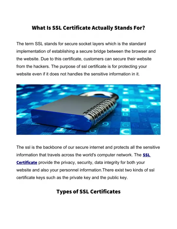 What Is SSL Certificate Actually Stands For?
