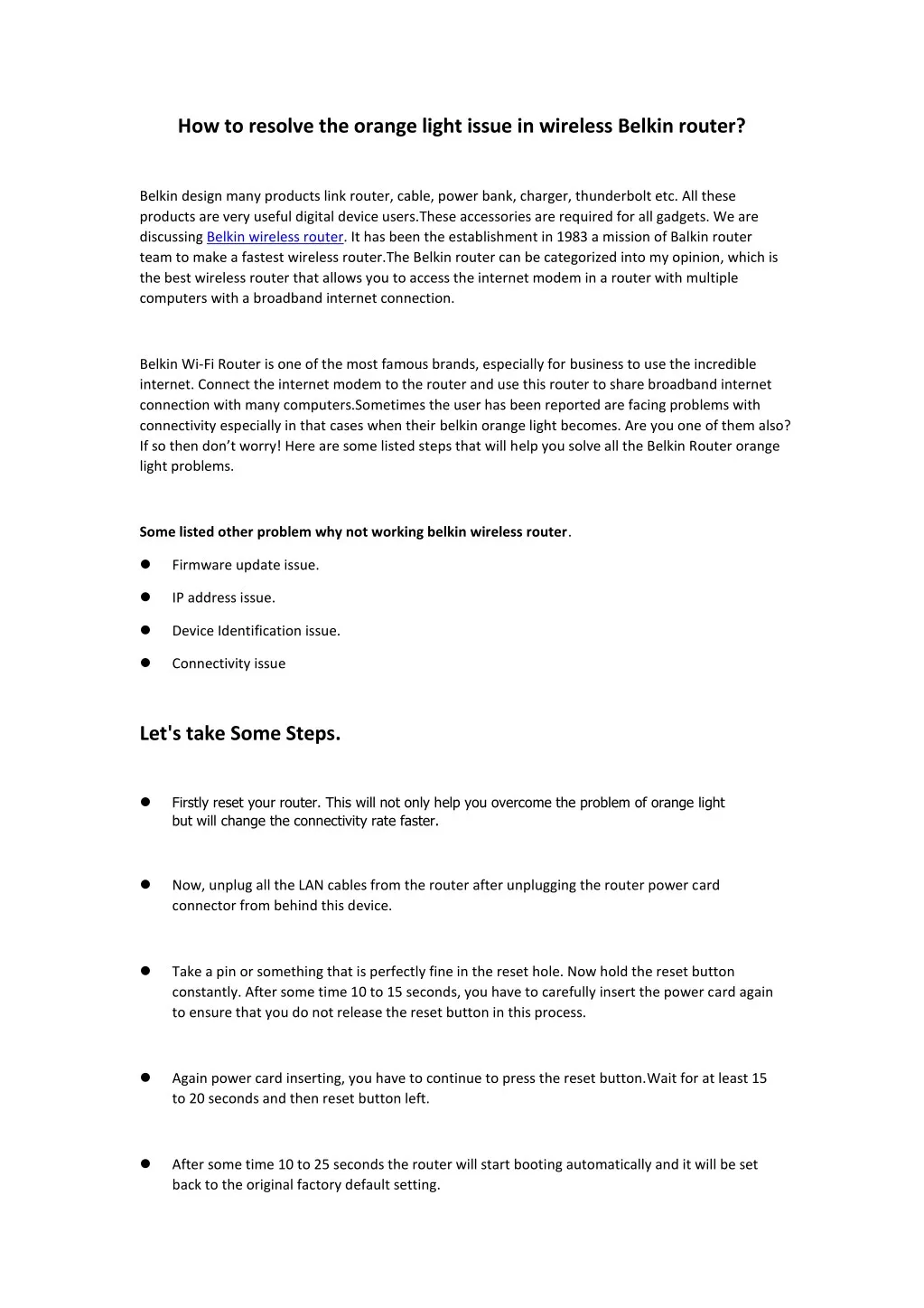 how to resolve the orange light issue in wireless