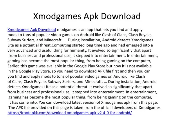 Xmodgames Apk Android