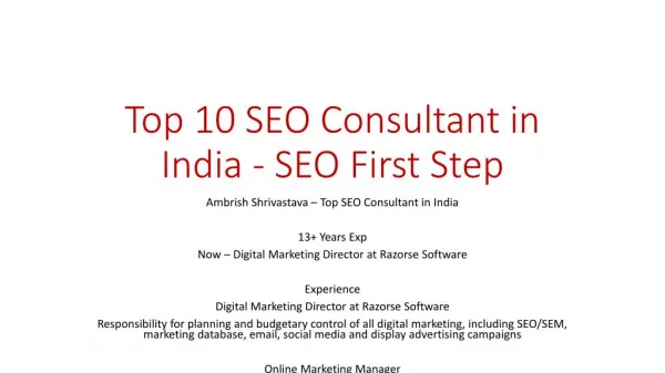 Top 10 SEO Consultant in India - SEO First Step