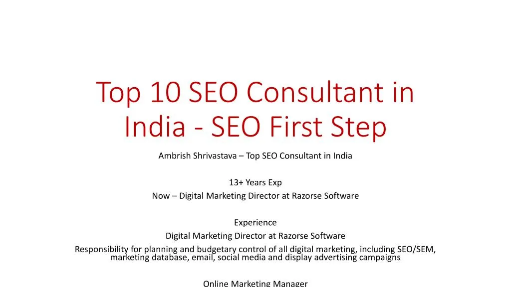 top 10 seo consultant in india seo first step