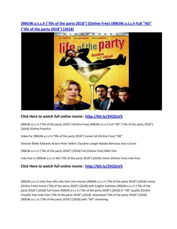 {90k}W.a.t.c.h ("life of the party 2018") {Online Free}