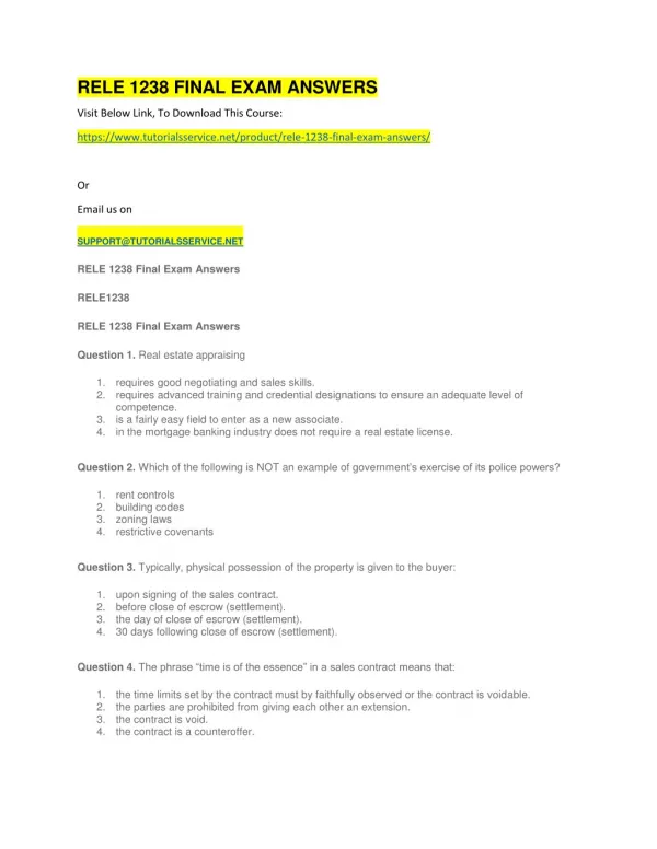 rele 1238 final exam answers