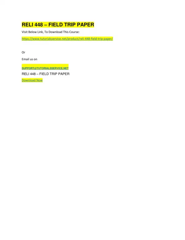 reli 448 field trip paper
