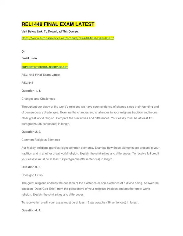 reli 448 final exam latest