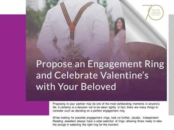 Propose an Engagement Ring and Celebrate Valentine’s with Your Beloved