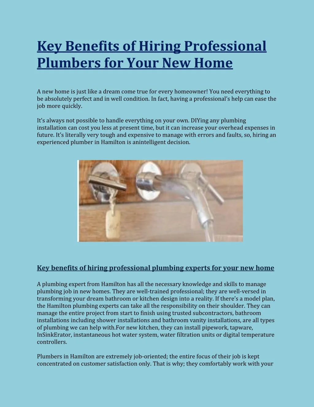 key benefits of hiring professional plumbers