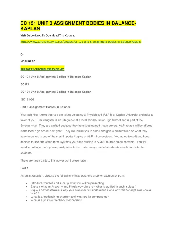 sc 121 unit 8 assignment bodies in balance kaplan
