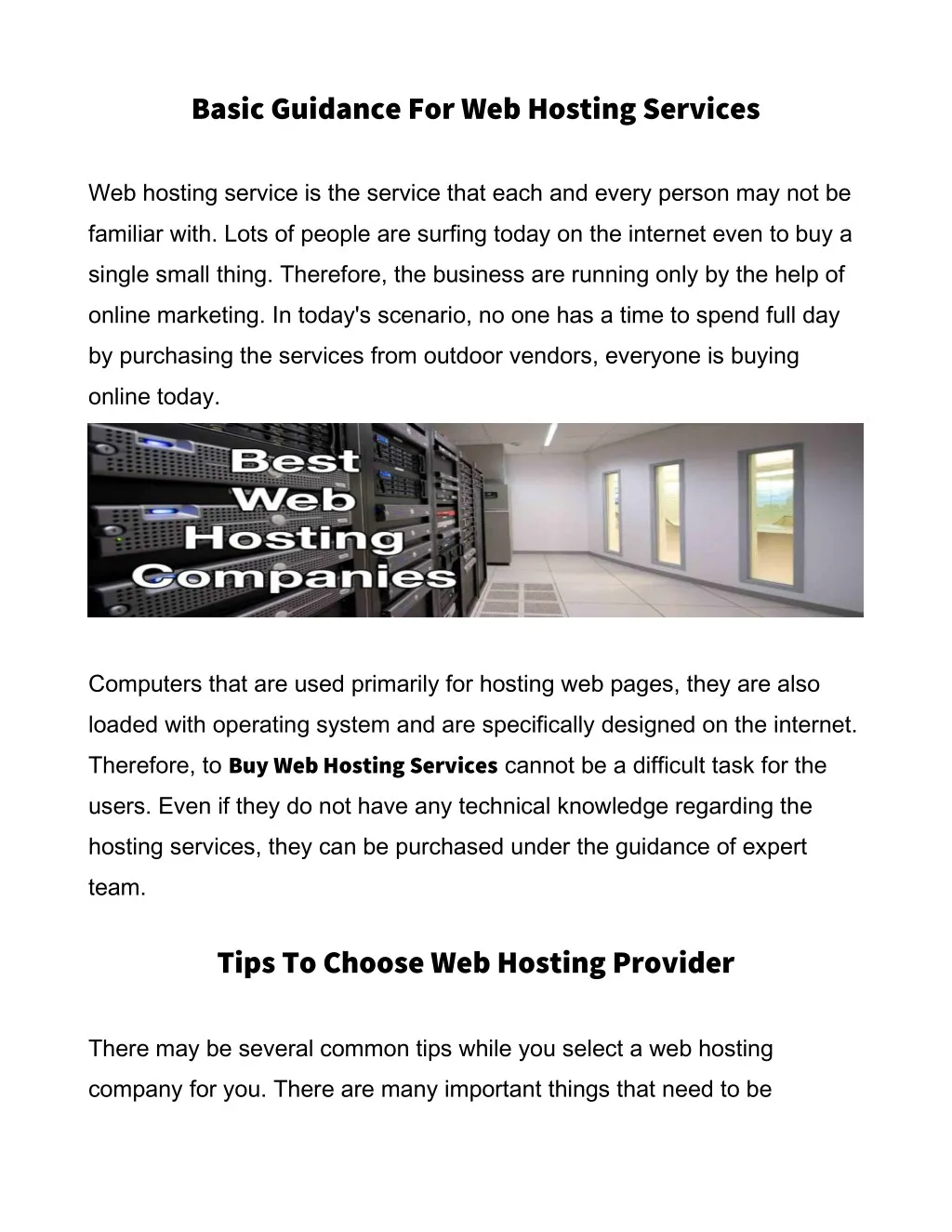basic guidance for web hosting services