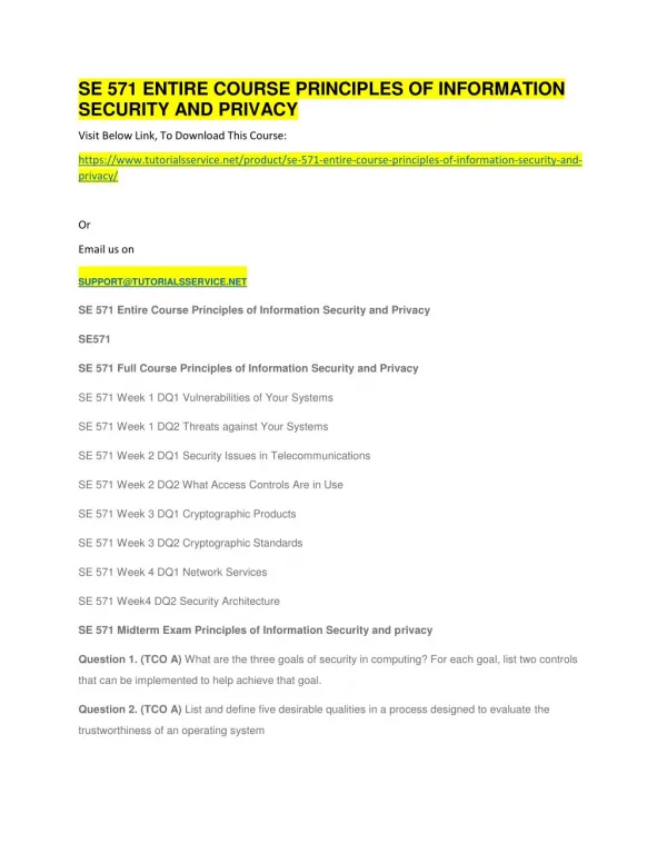 se 571 entire course principles of information