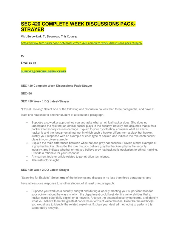 sec 420 complete week discussions pack strayer
