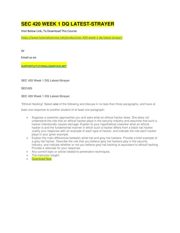 sec 420 week 1 dq latest strayer