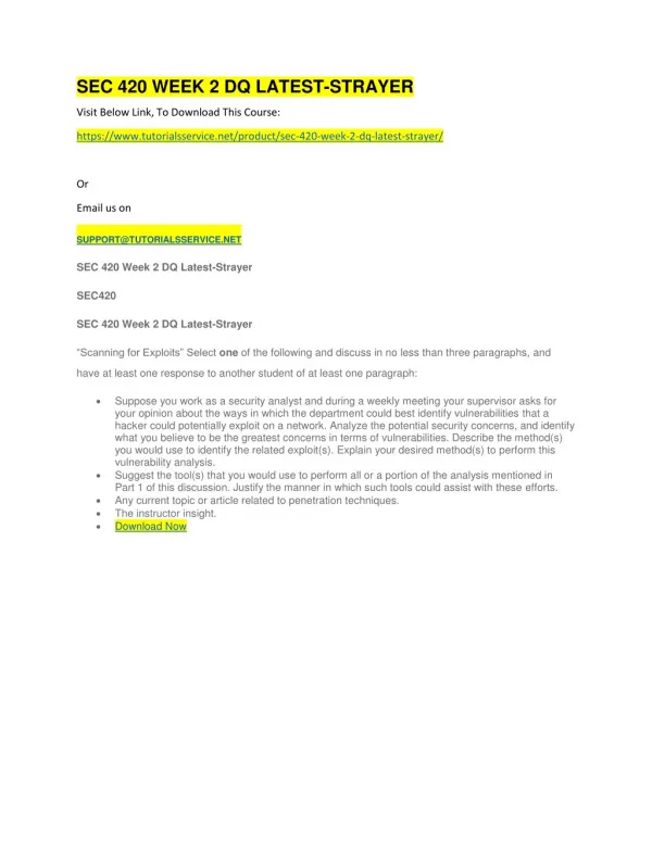 sec 420 week 2 dq latest strayer