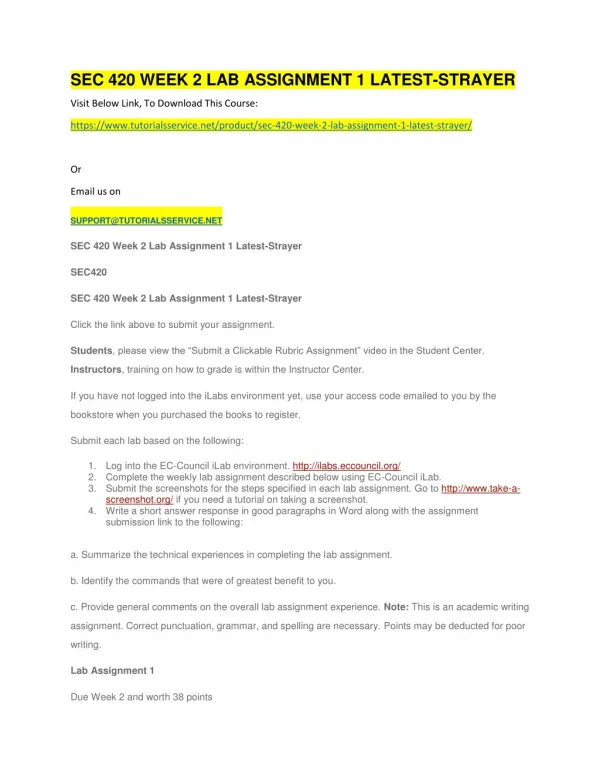 sec 420 week 2 lab assignment 1 latest strayer