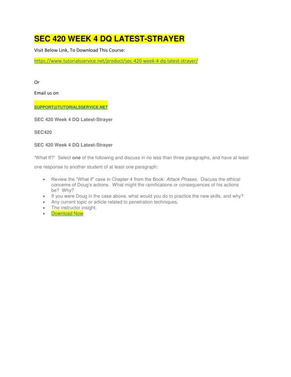 sec 420 week 4 dq latest strayer