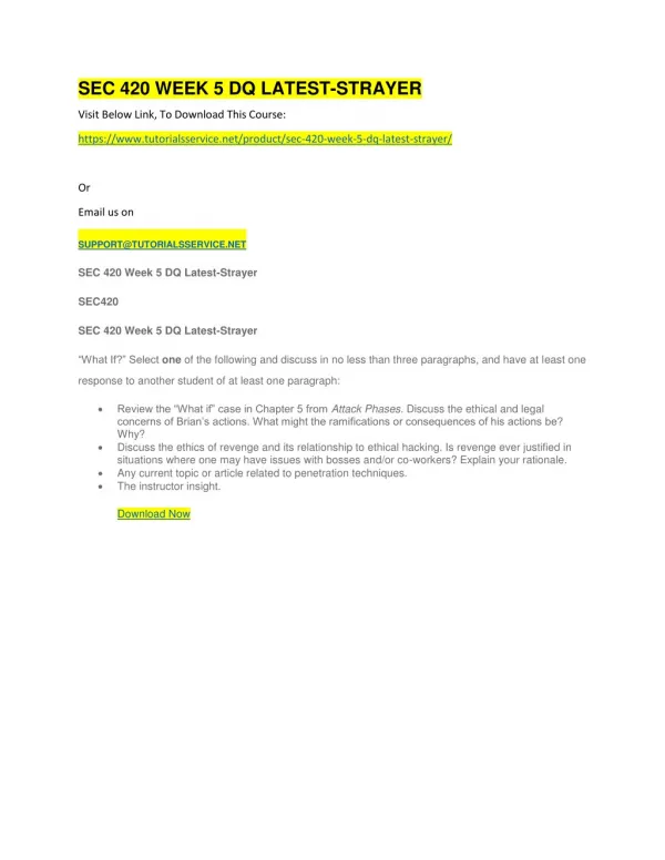 sec 420 week 5 dq latest strayer