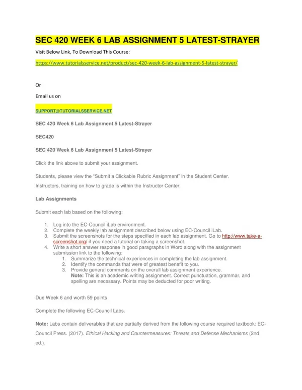 sec 420 week 6 lab assignment 5 latest strayer