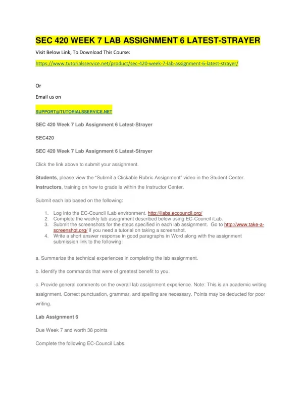sec 420 week 7 lab assignment 6 latest strayer