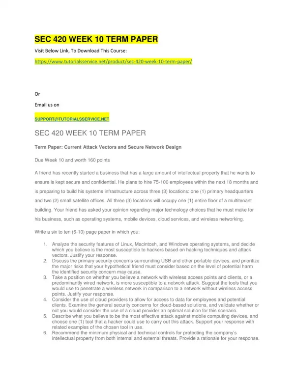 sec 420 week 10 term paper