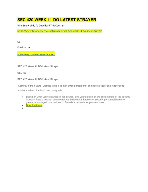 sec 420 week 11 dq latest strayer
