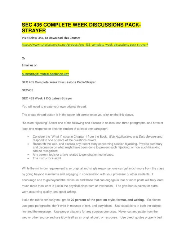 sec 435 complete week discussions pack strayer