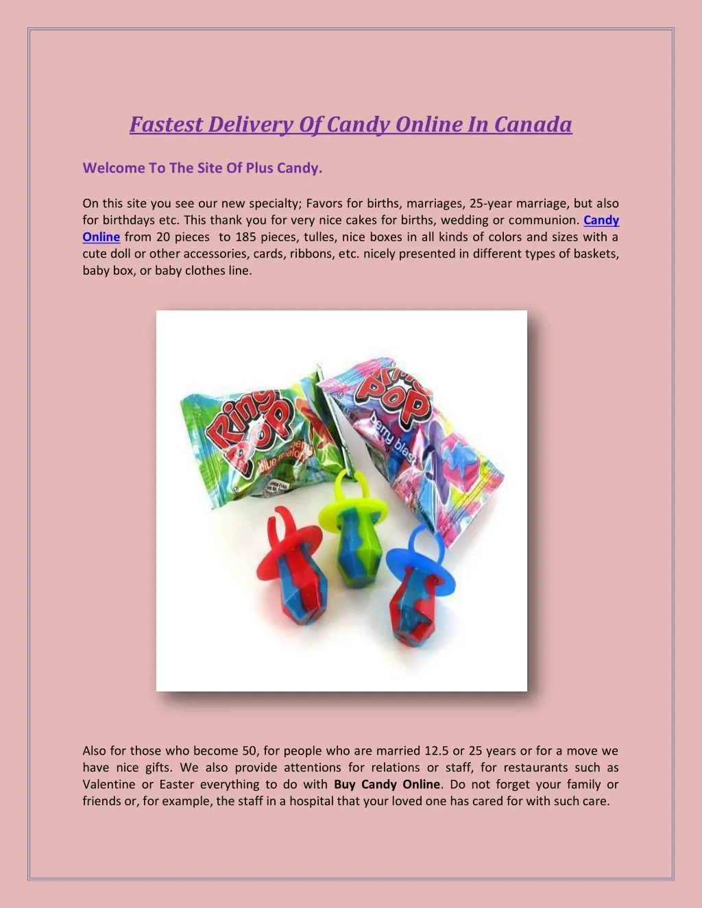 fastest delivery of candy online in canada