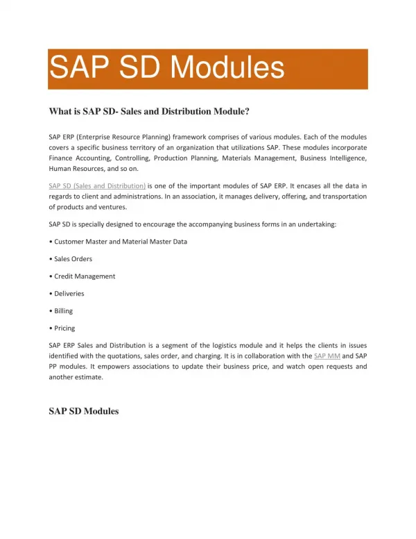 sap sd modules