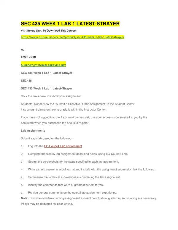 sec 435 week 1 lab 1 latest strayer